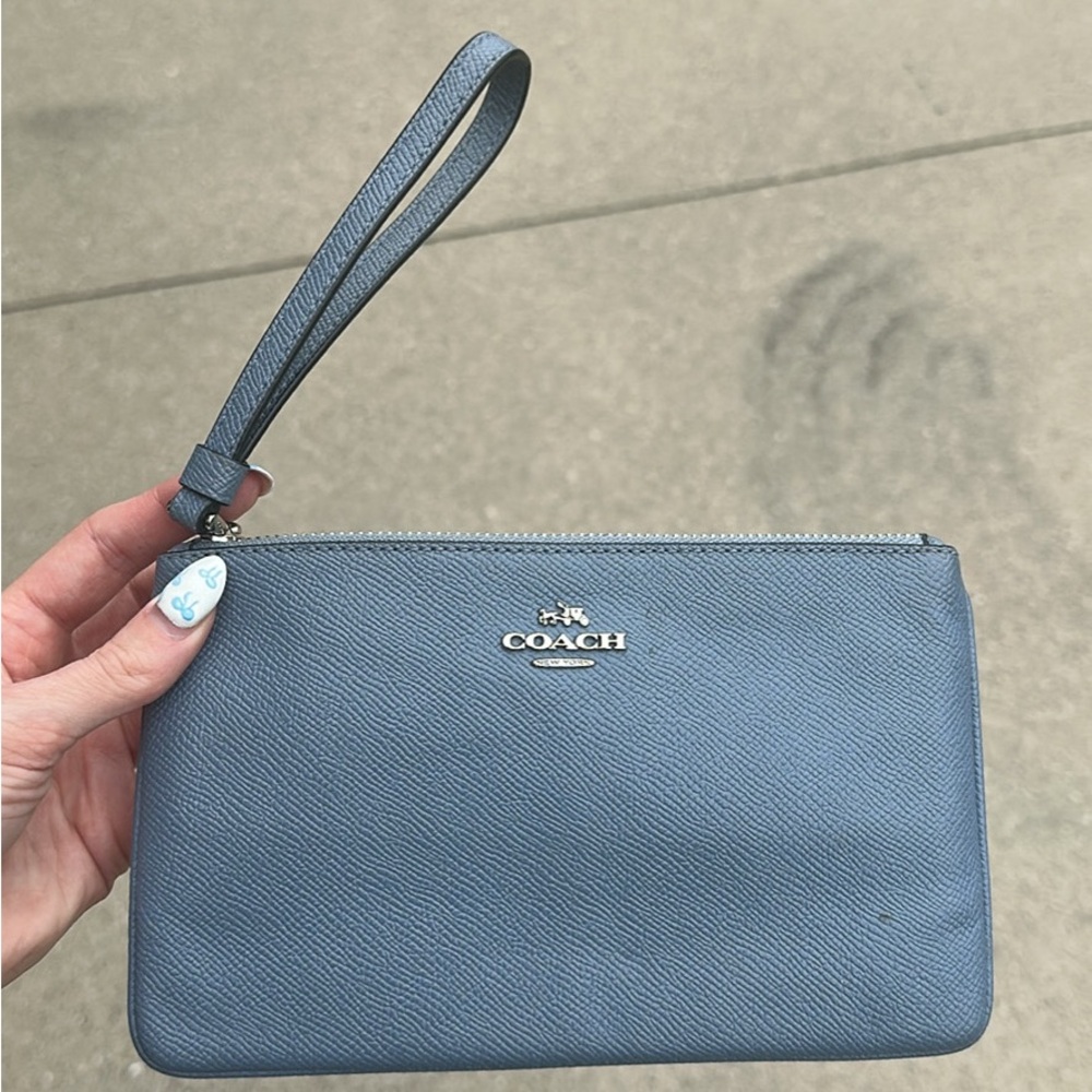 Coach Sky Blue Leather Wristlet